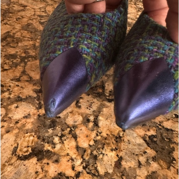 Saint Laurent Arian Vert Blue Violet Tweed Slingback - Picture 9 of 13